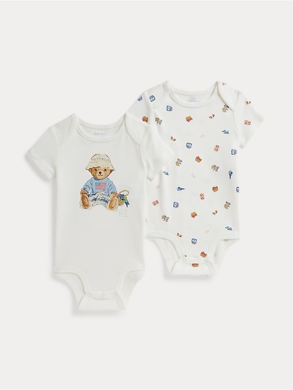 LIKE NEW Ralph Lauren Polo Bear Cotton Bodysuit 2-Pack